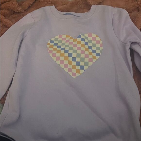 Cat & Jack Lavender Sweatshirt with Checkered Heart - Picture 1 of 4